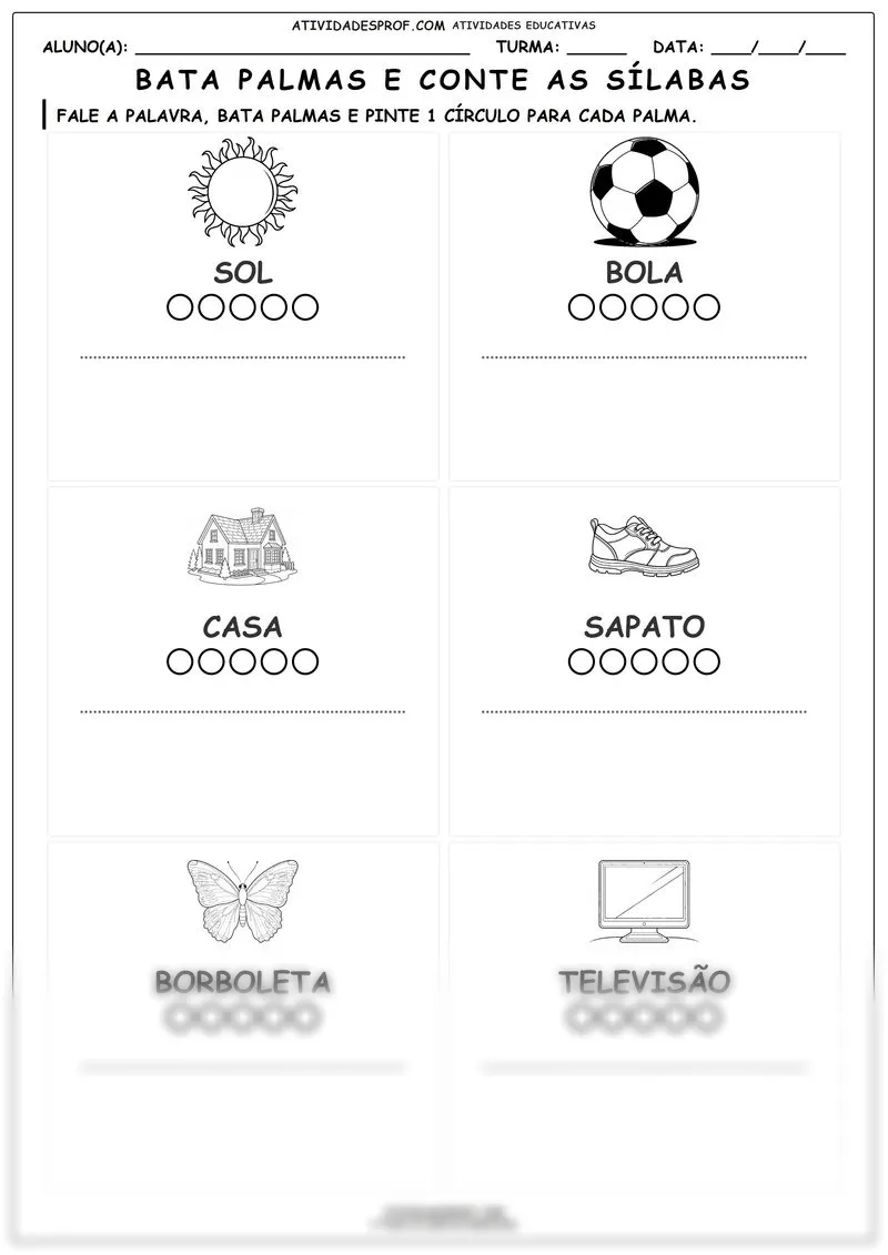 Bata palmas e conte as sílabas
