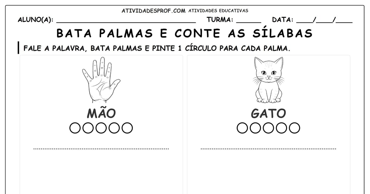 Bata palmas e conte as sílabas