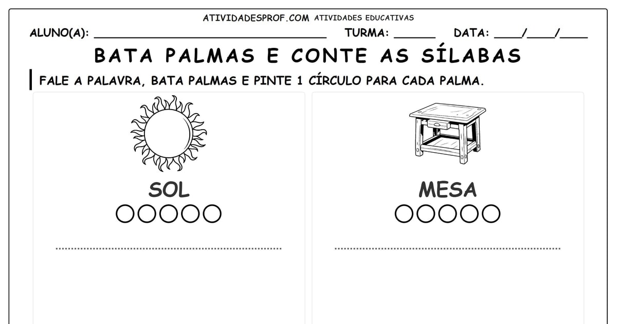 Bata palmas e conte as sílabas