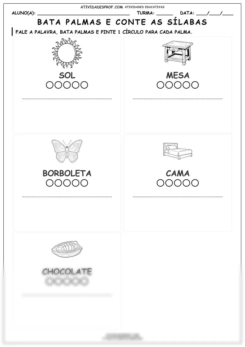 Bata palmas e conte as sílabas