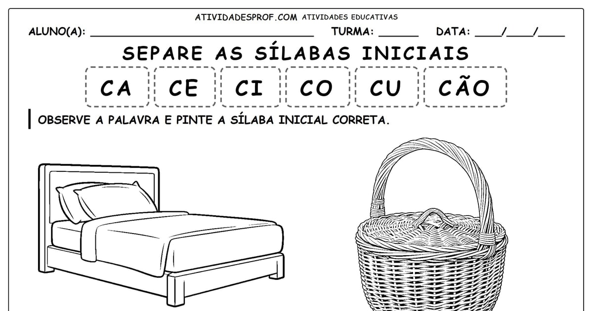 Separe as sílabas iniciais
