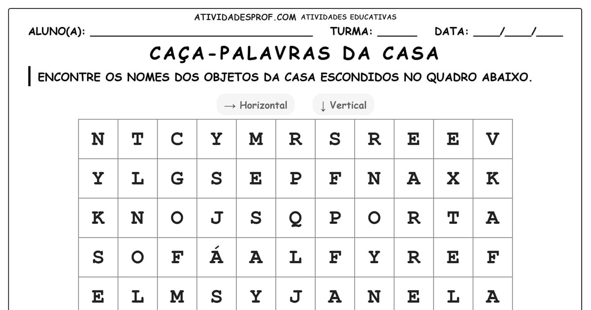 Caça-palavras da casa