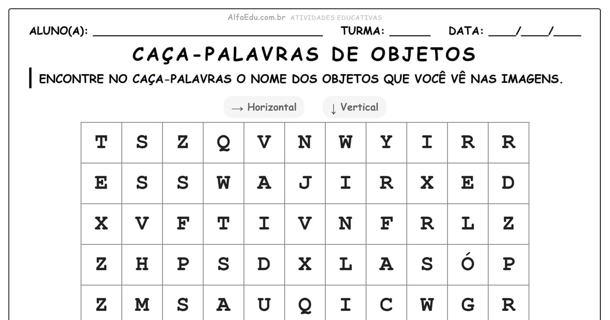 Caça-palavras de objetos