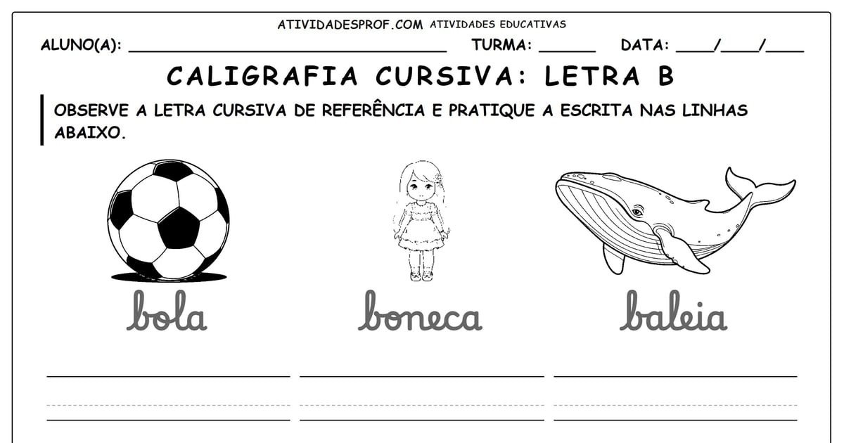 Caligrafia cursiva: Letra B