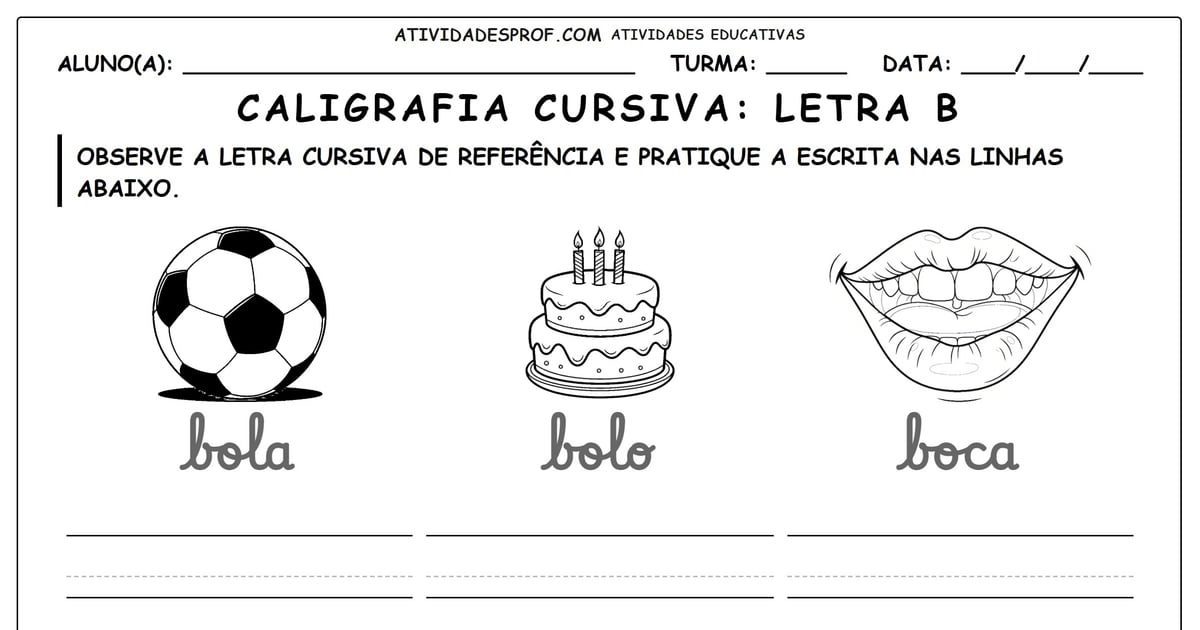 Caligrafia cursiva: Letra B
