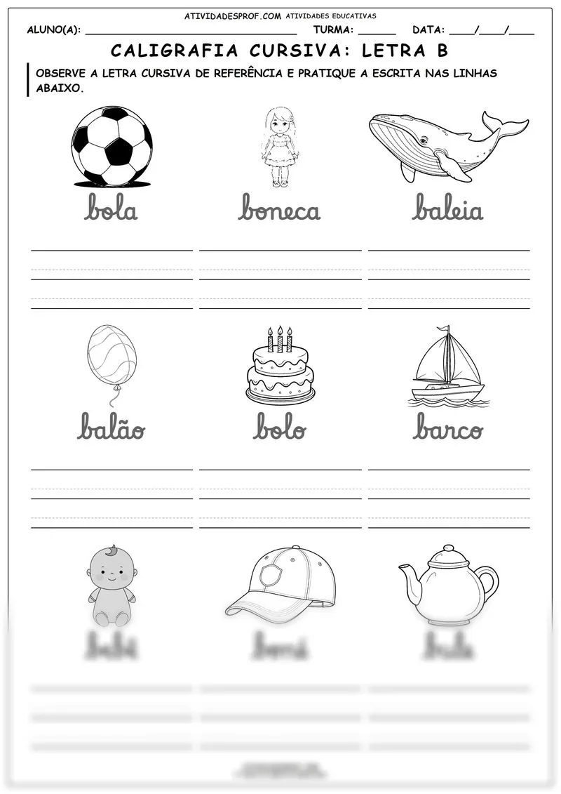 Caligrafia cursiva: Letra B