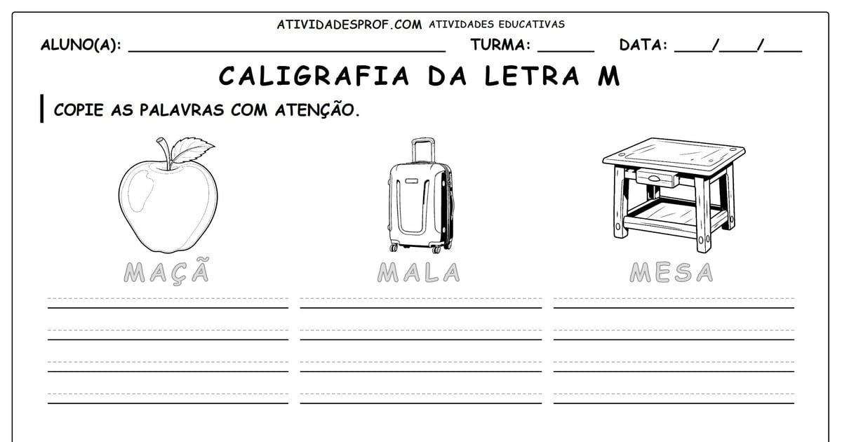 Caligrafia da letra M