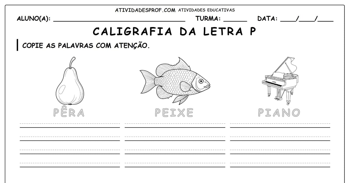 Caligrafia da letra P