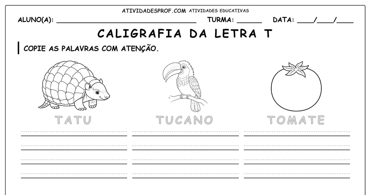 Caligrafia da letra T