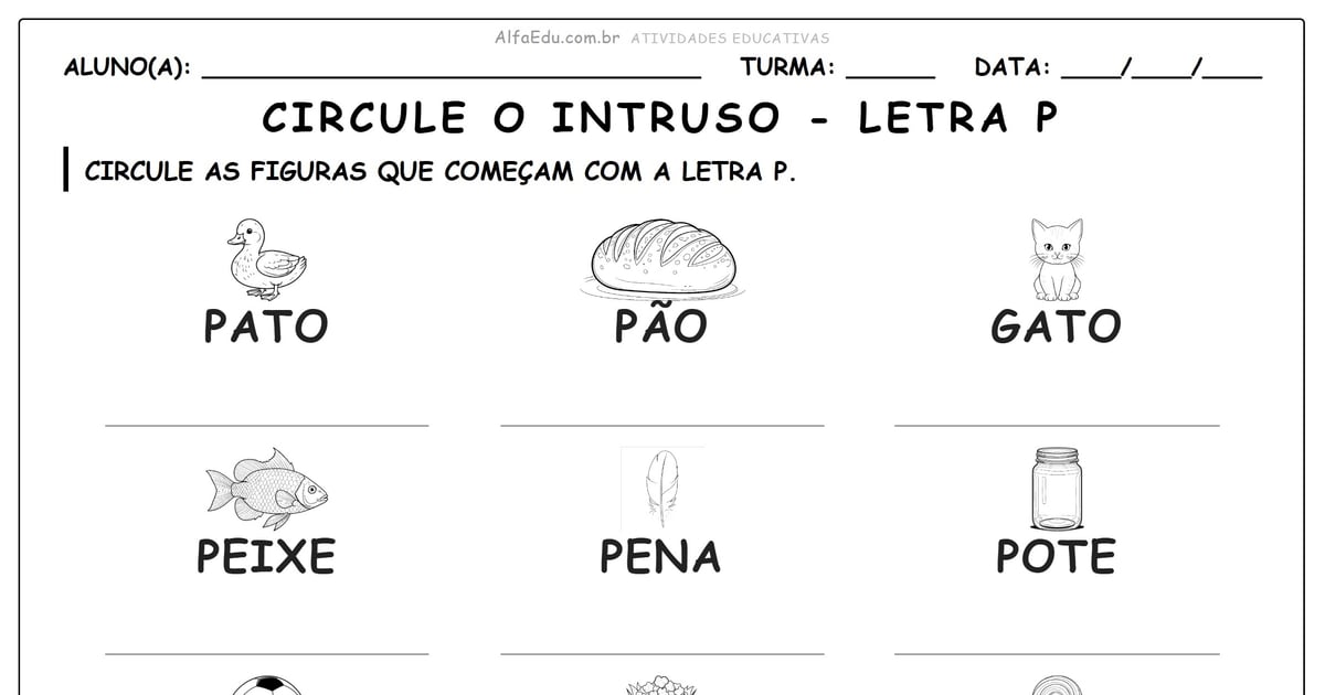 Circule o intruso - letra P