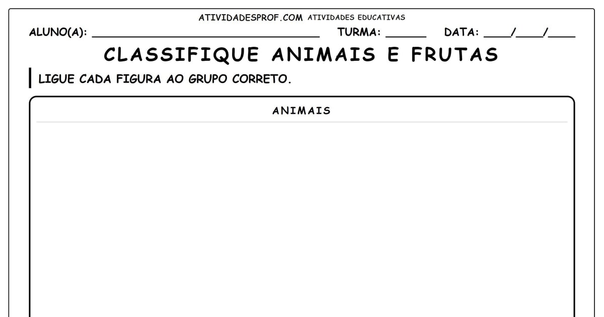 Classifique animais e frutas