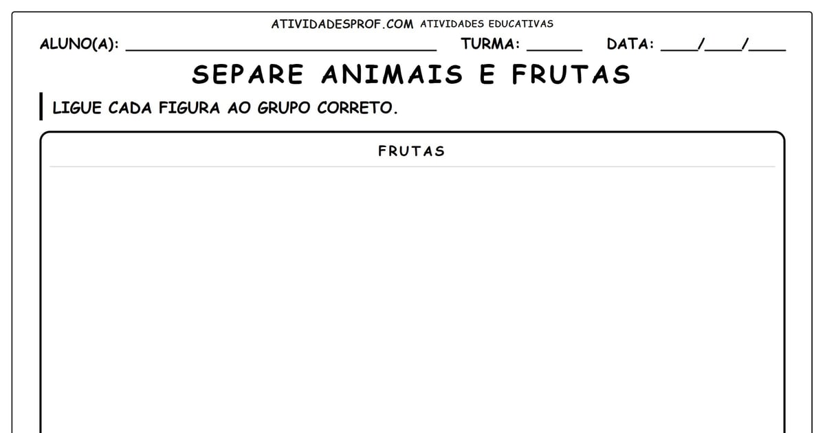 Separe animais e frutas