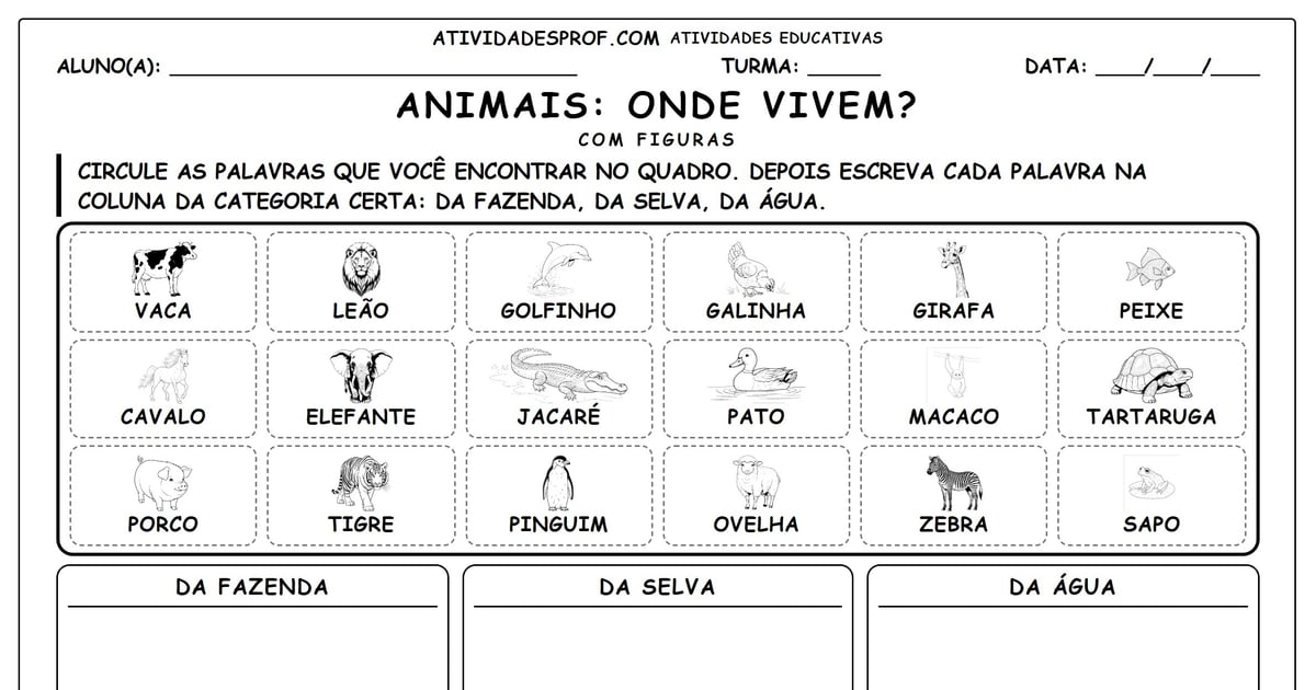 Animais: Onde vivem?