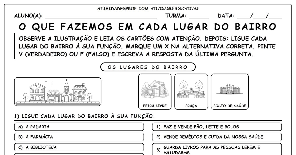 O Que Fazemos em Cada Lugar do Bairro