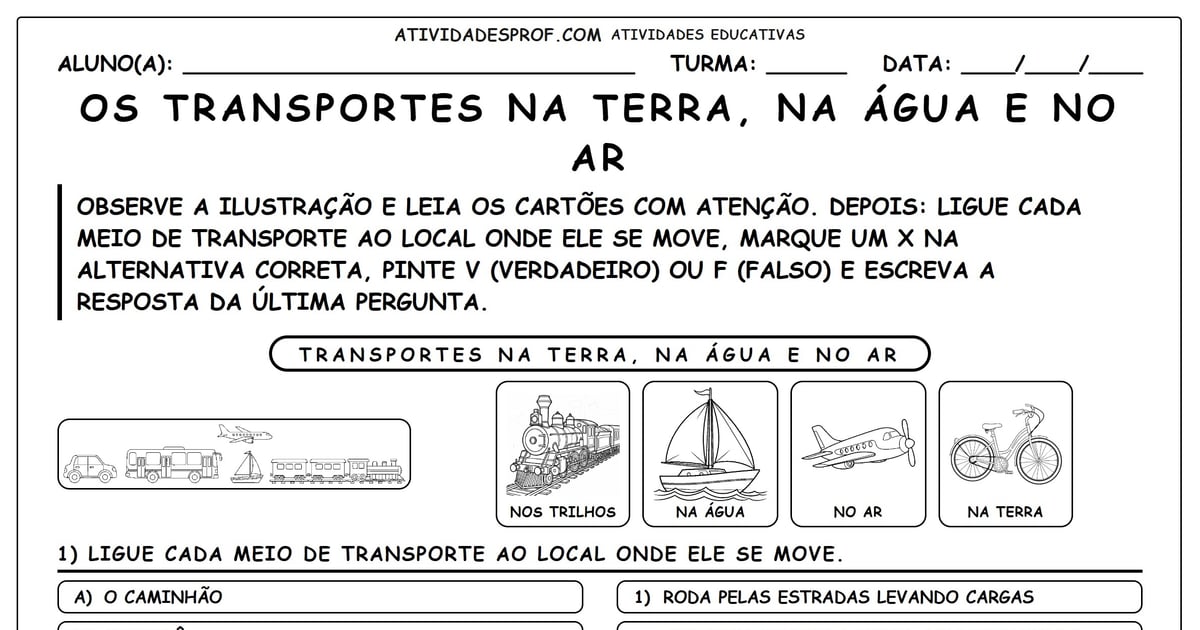 Os Transportes na Terra, na Água e no Ar