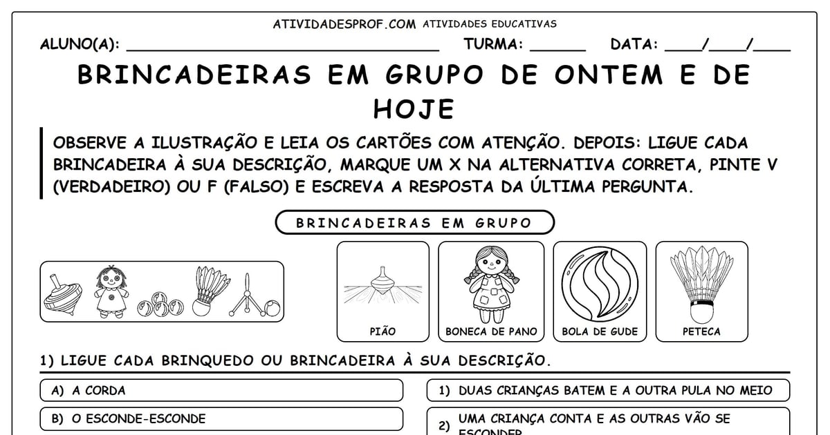Brincadeiras em Grupo de Ontem e de Hoje