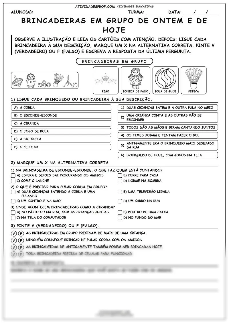 Brincadeiras em Grupo de Ontem e de Hoje