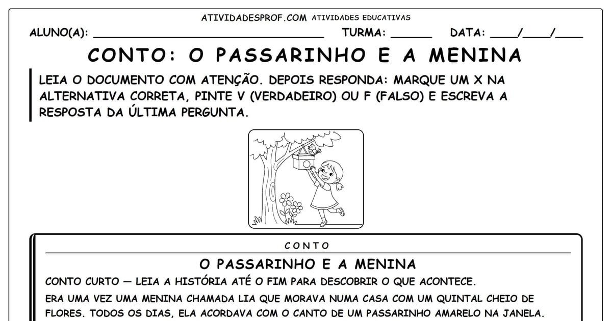 Conto: O Passarinho e a Menina