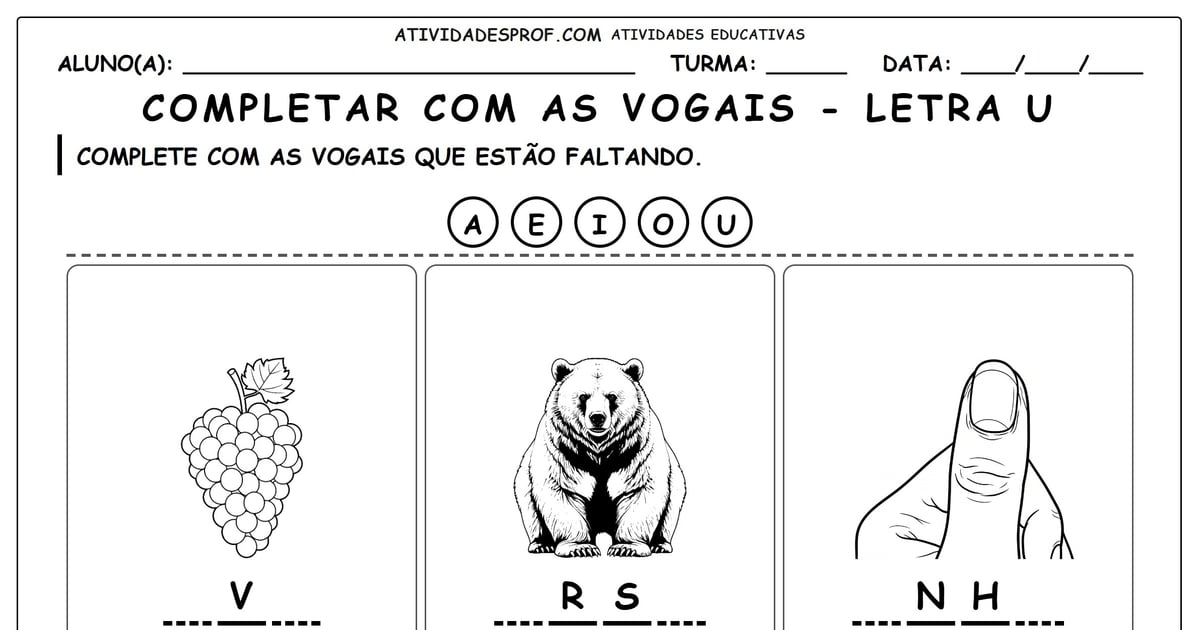 Completar com as vogais - letra U