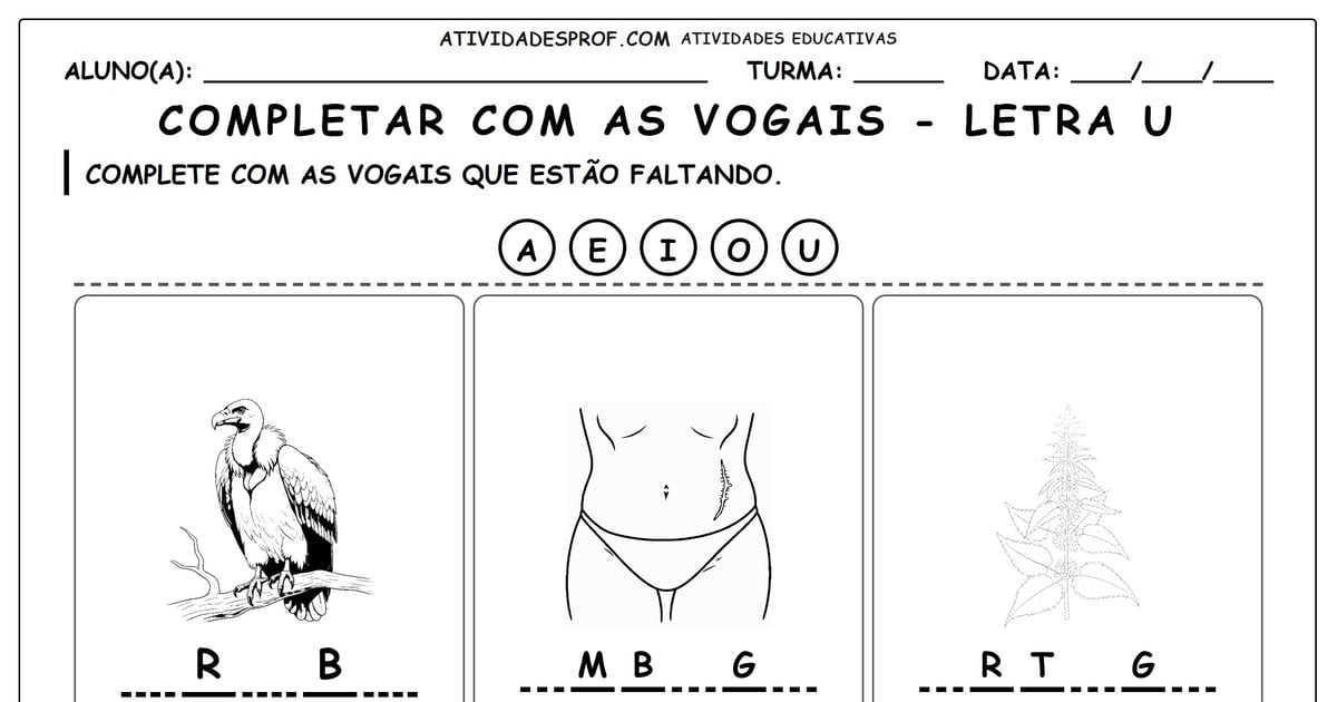 Completar com as vogais - letra U