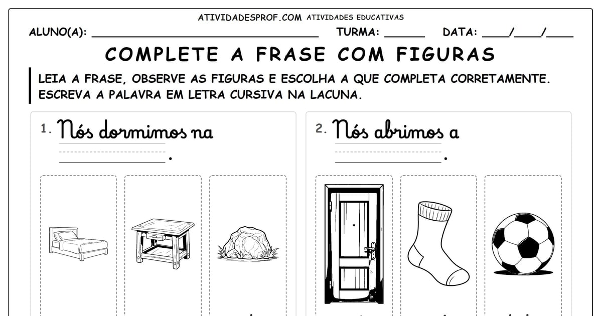 Complete a frase com figuras