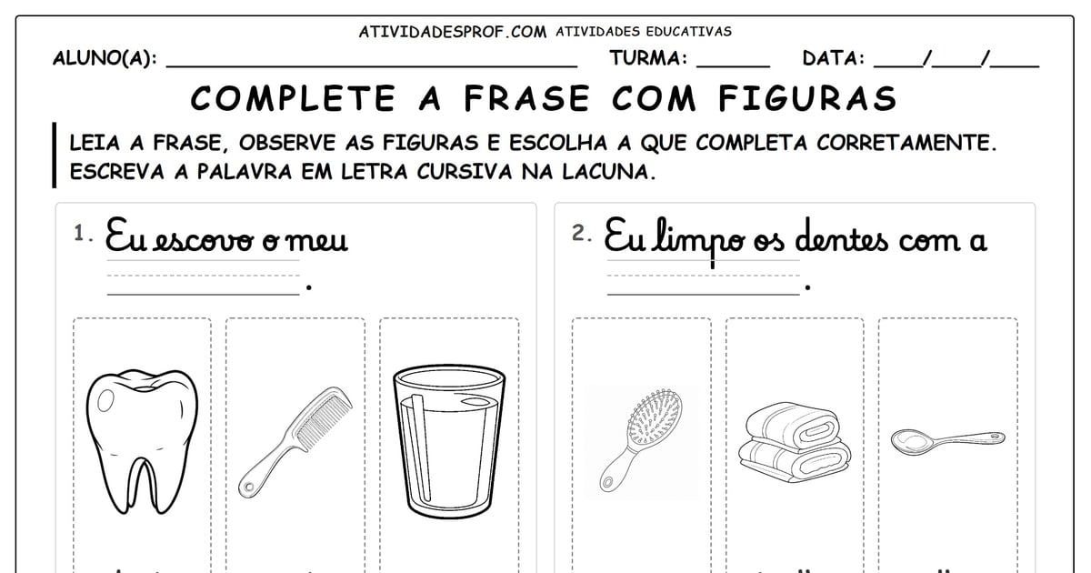 Complete a frase com figuras