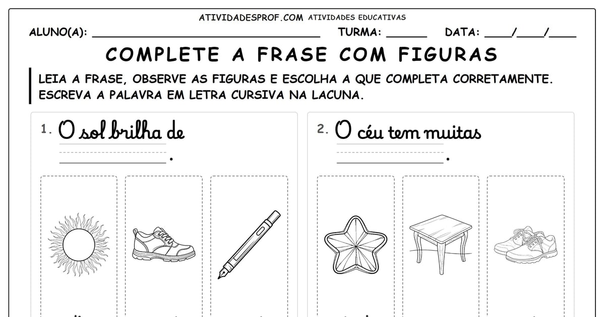 Complete a frase com figuras