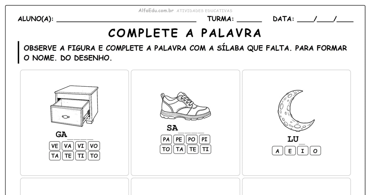 Complete a palavra