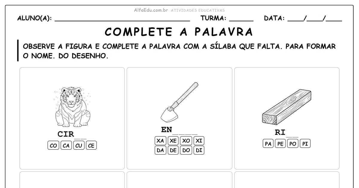 Complete a palavra