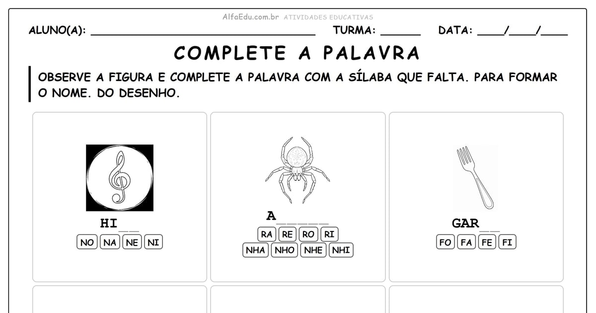 Complete a palavra