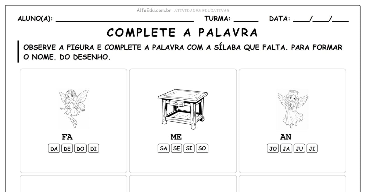 Complete a palavra