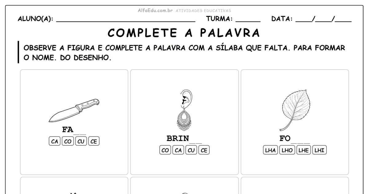 Complete a palavra