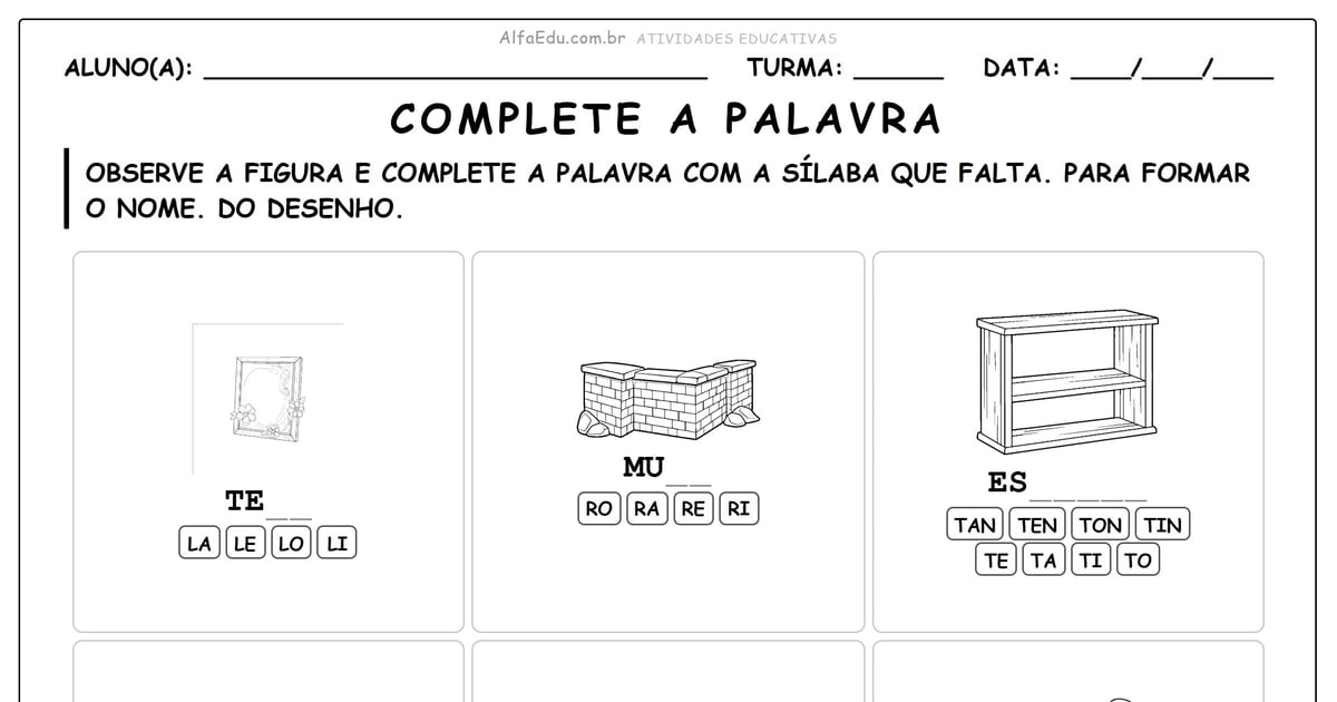 Complete a palavra