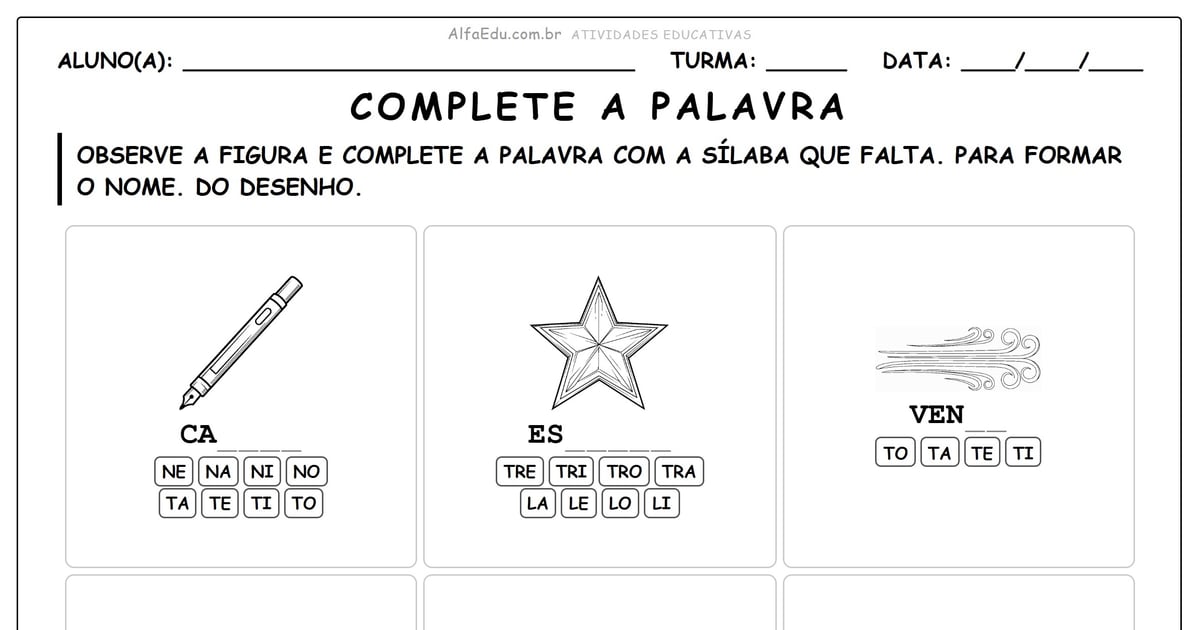 Complete a palavra