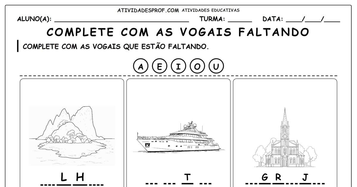 Complete com as vogais faltando