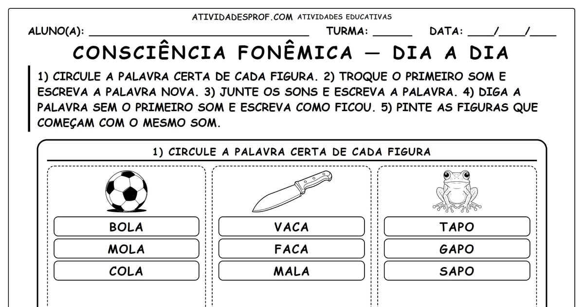 Consciência fonêmica — dia a dia