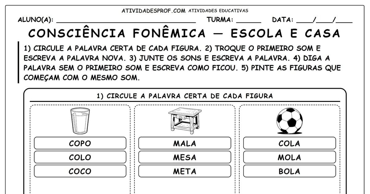 Consciência fonêmica — escola e casa