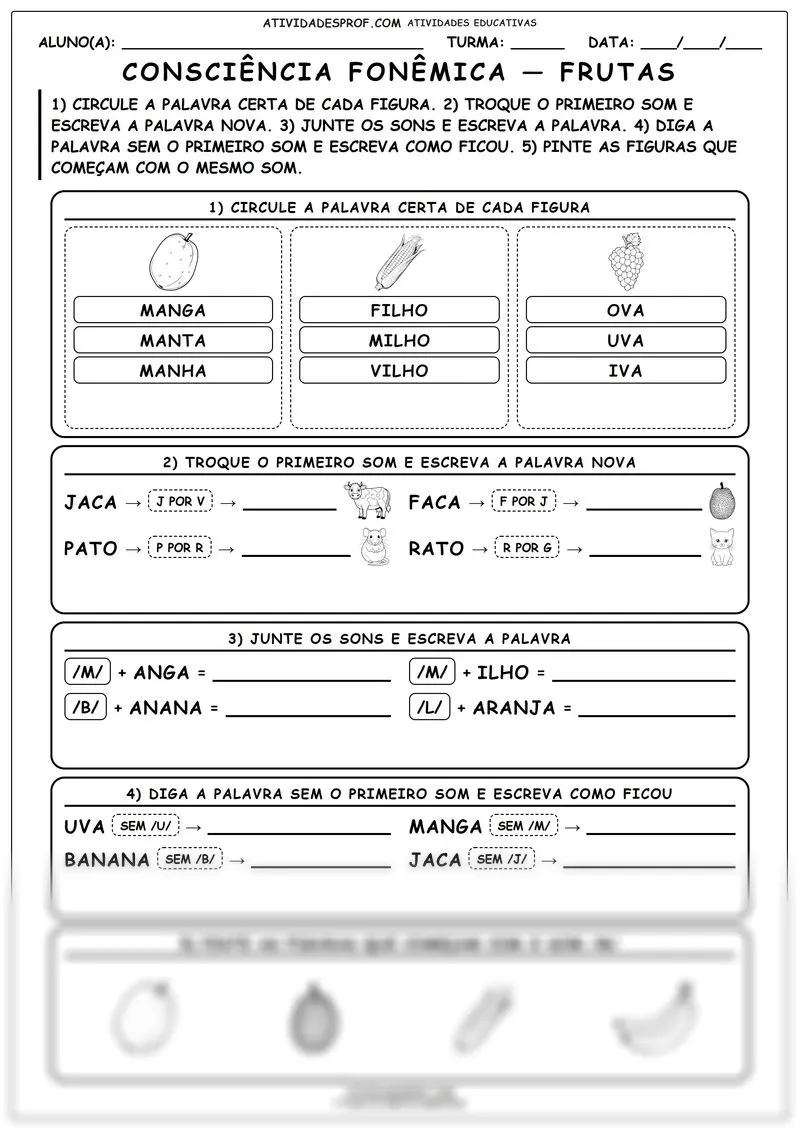 Consciência fonêmica — frutas