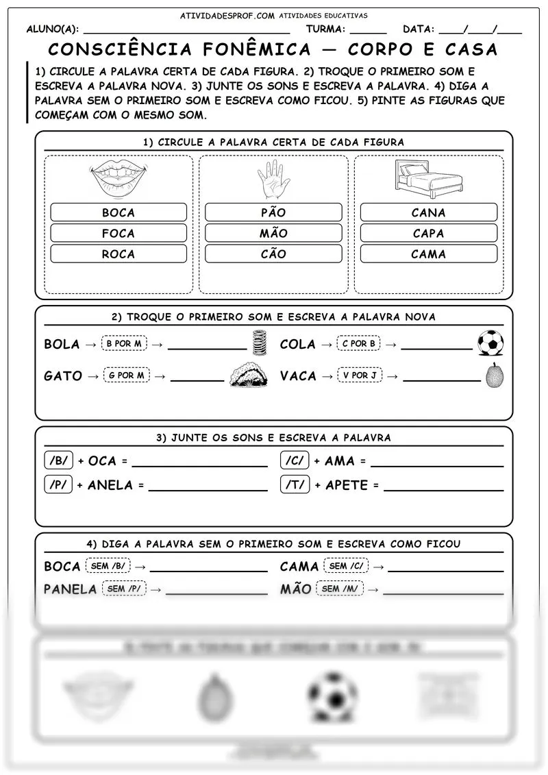 Consciência fonêmica — corpo e casa
