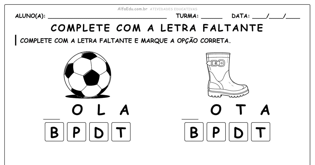 Complete com a letra faltante