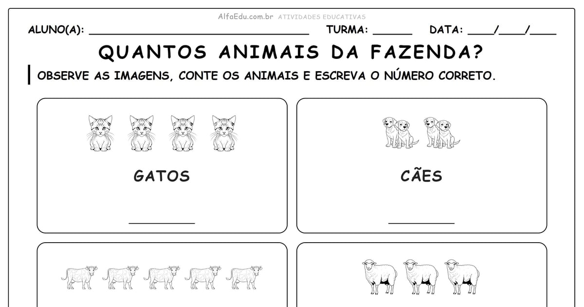 Quantos animais da fazenda?