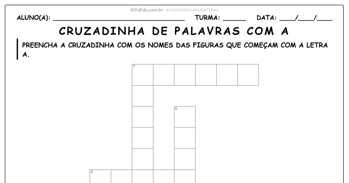 Cruzadinha de palavras com a