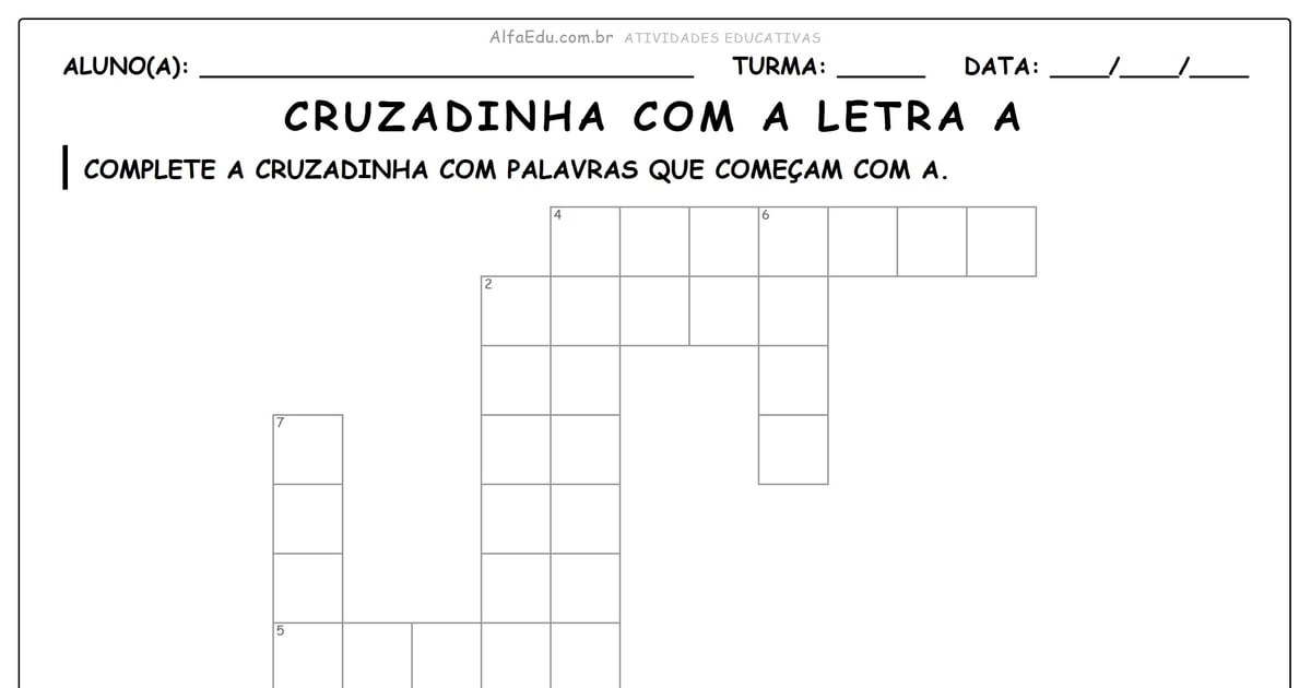 Cruzadinha com a letra a
