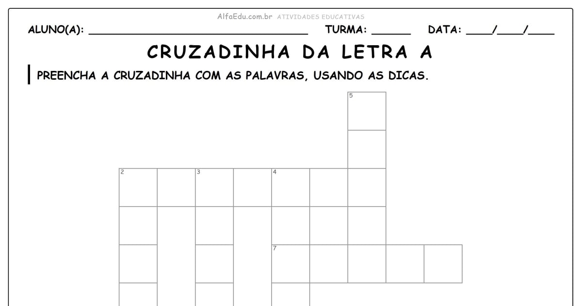 Cruzadinha da letra a