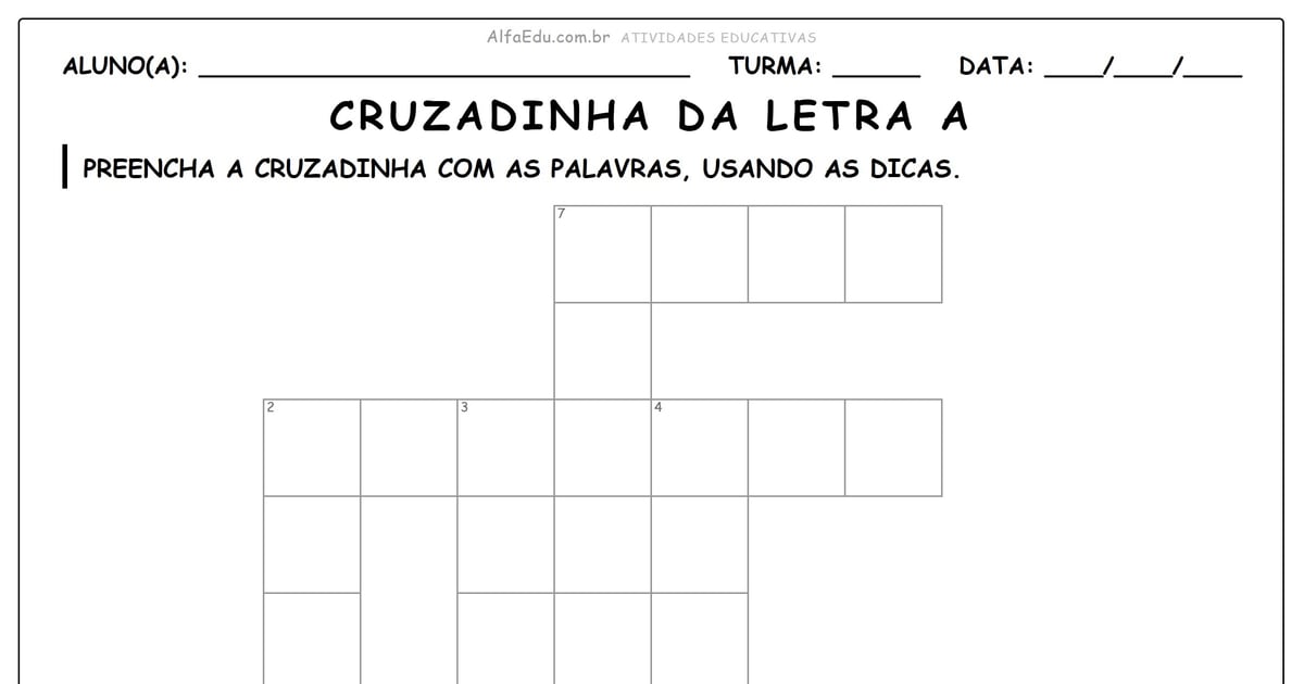 Cruzadinha da letra a