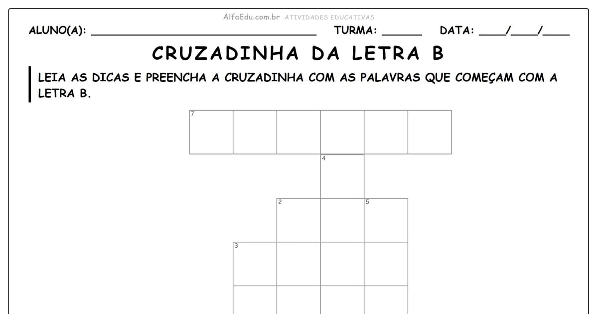 Cruzadinha da letra B