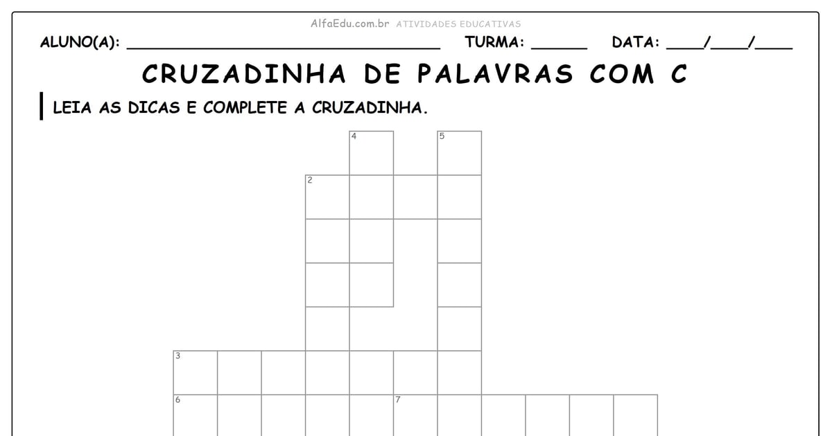 Cruzadinha de palavras com C