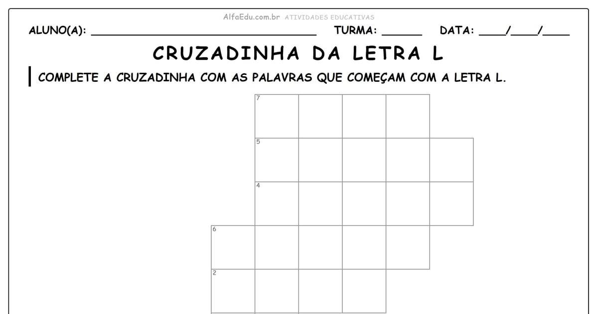 Cruzadinha da letra L