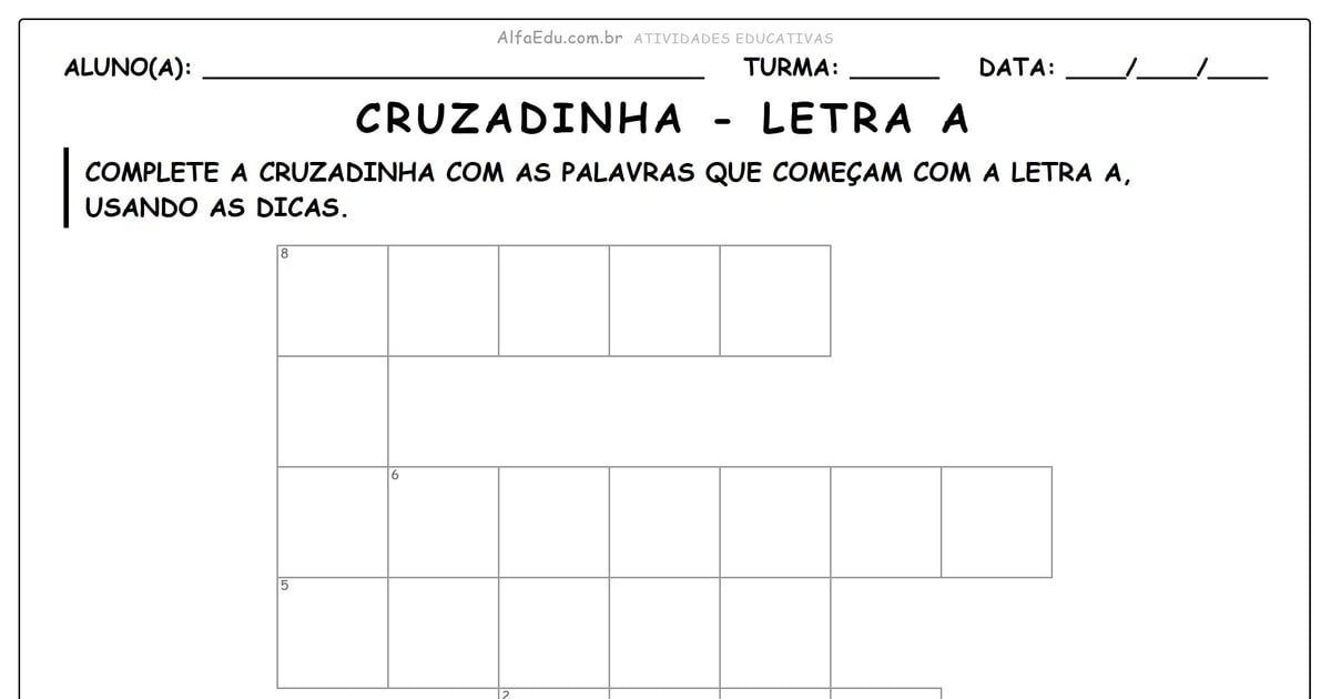 Cruzadinha - letra a