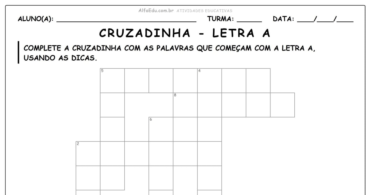 Cruzadinha - letra a